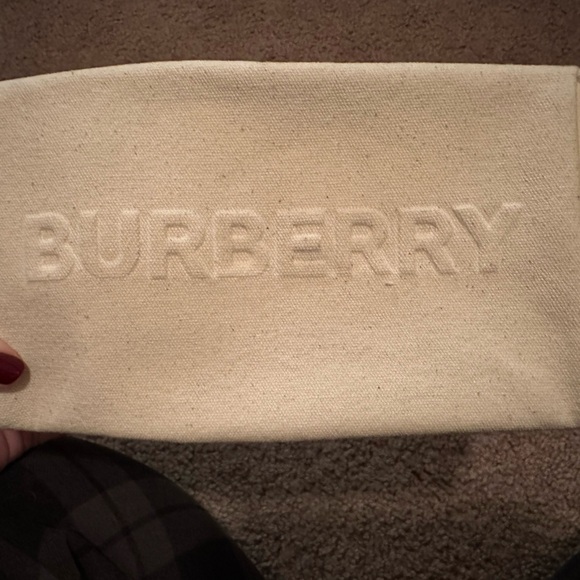 Burberry Embossed Logo Ivory Cream Canvas Makeup Bag Toiletry Case Travel Pouch - Picture 3 of 7